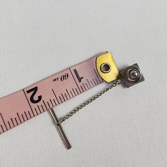 Vintage Silver Tone Blue Stone Tie Tack Pin - Picture 9 of 9